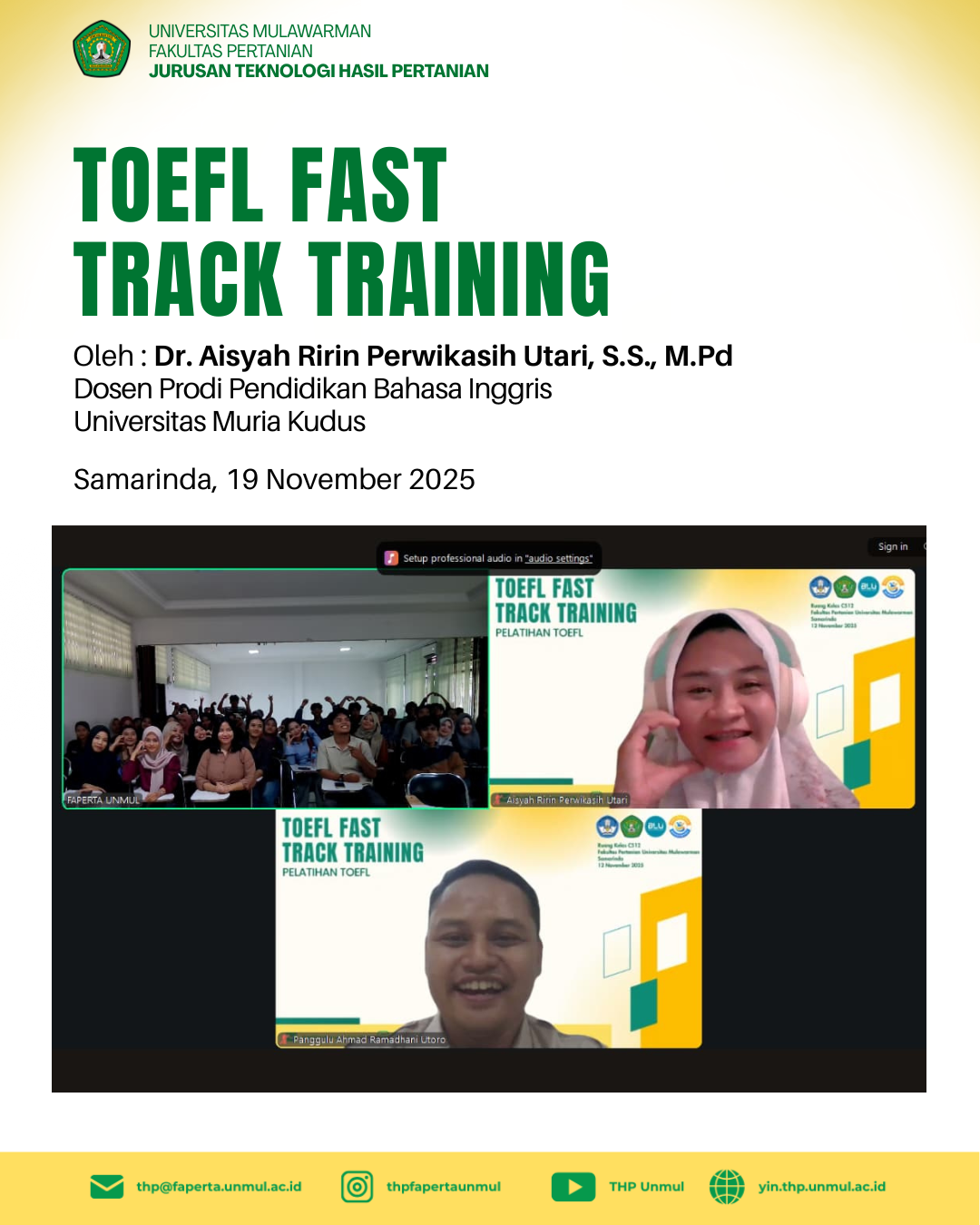 THP Faperta UNMUL Lakukan Kegiatan TOEFL FAST TRACK TRAINING