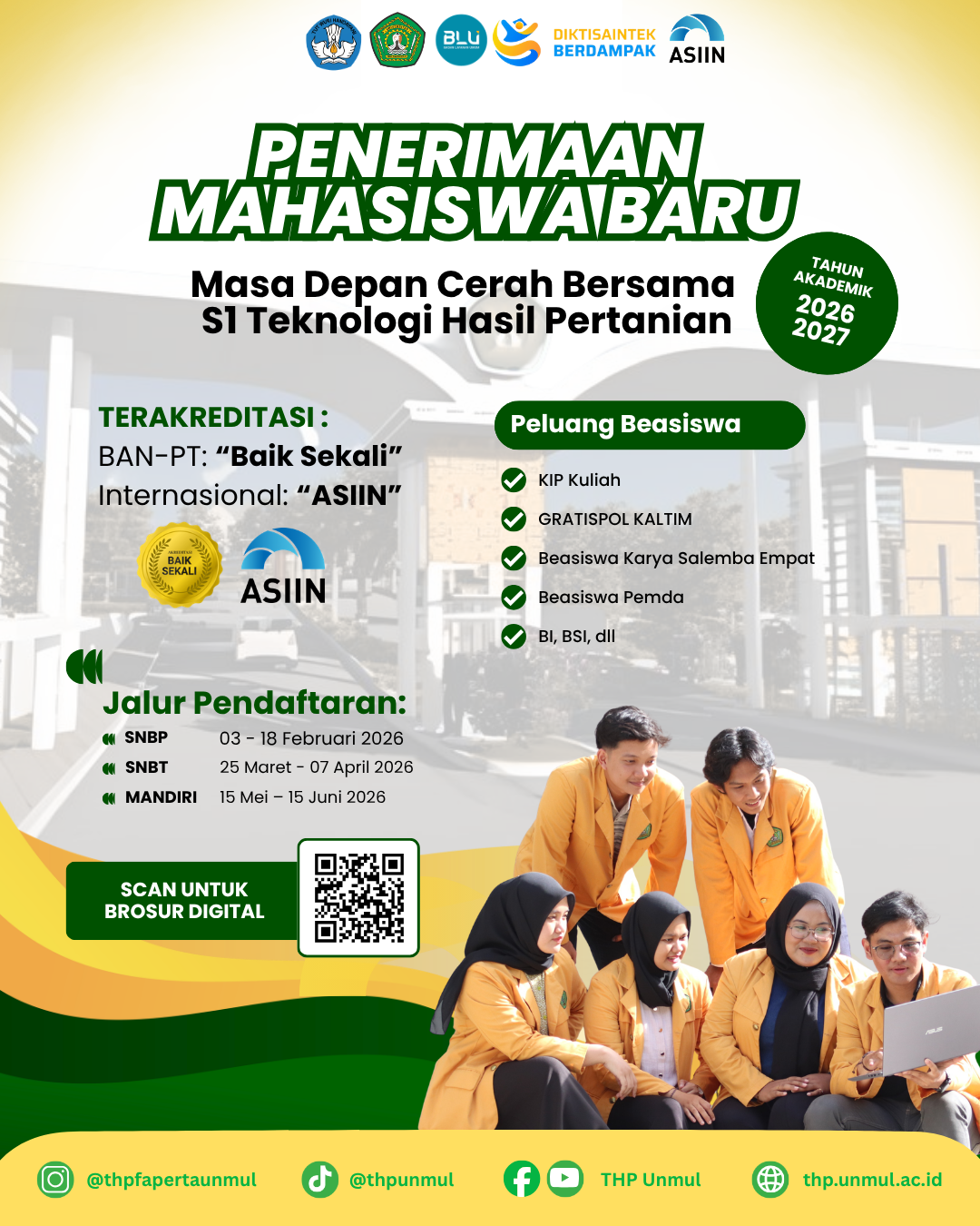 Penerimaan Mahasiswa Baru S1 Teknologi Hasil Pertanian Unmul 2026 Resmi Dibuka